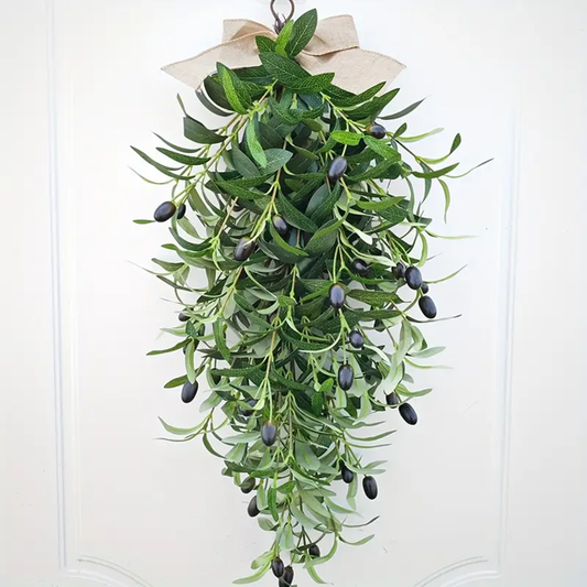 Farship 24Inches Spring Summer Wreath Artificial Green Olive Wreath