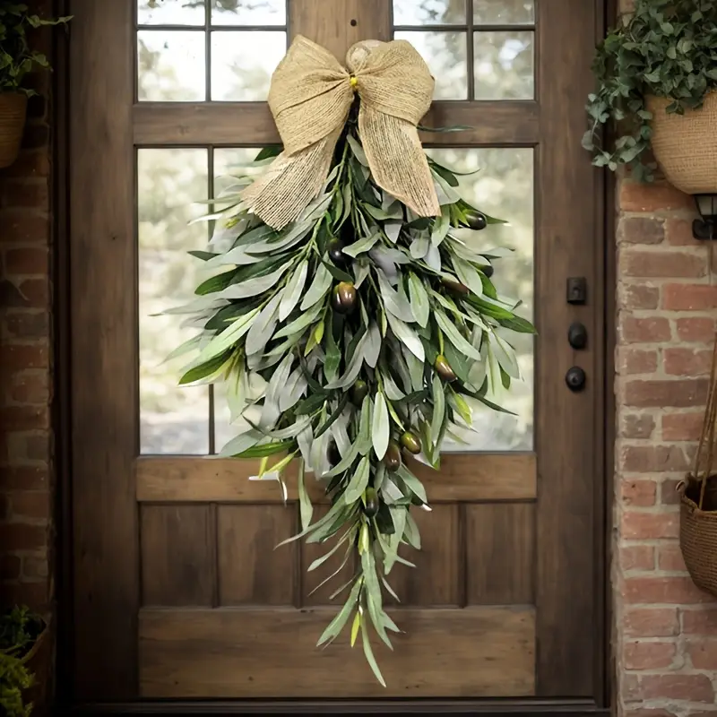 Farship 24Inches Spring Summer Wreath Artificial Green Olive Wreath