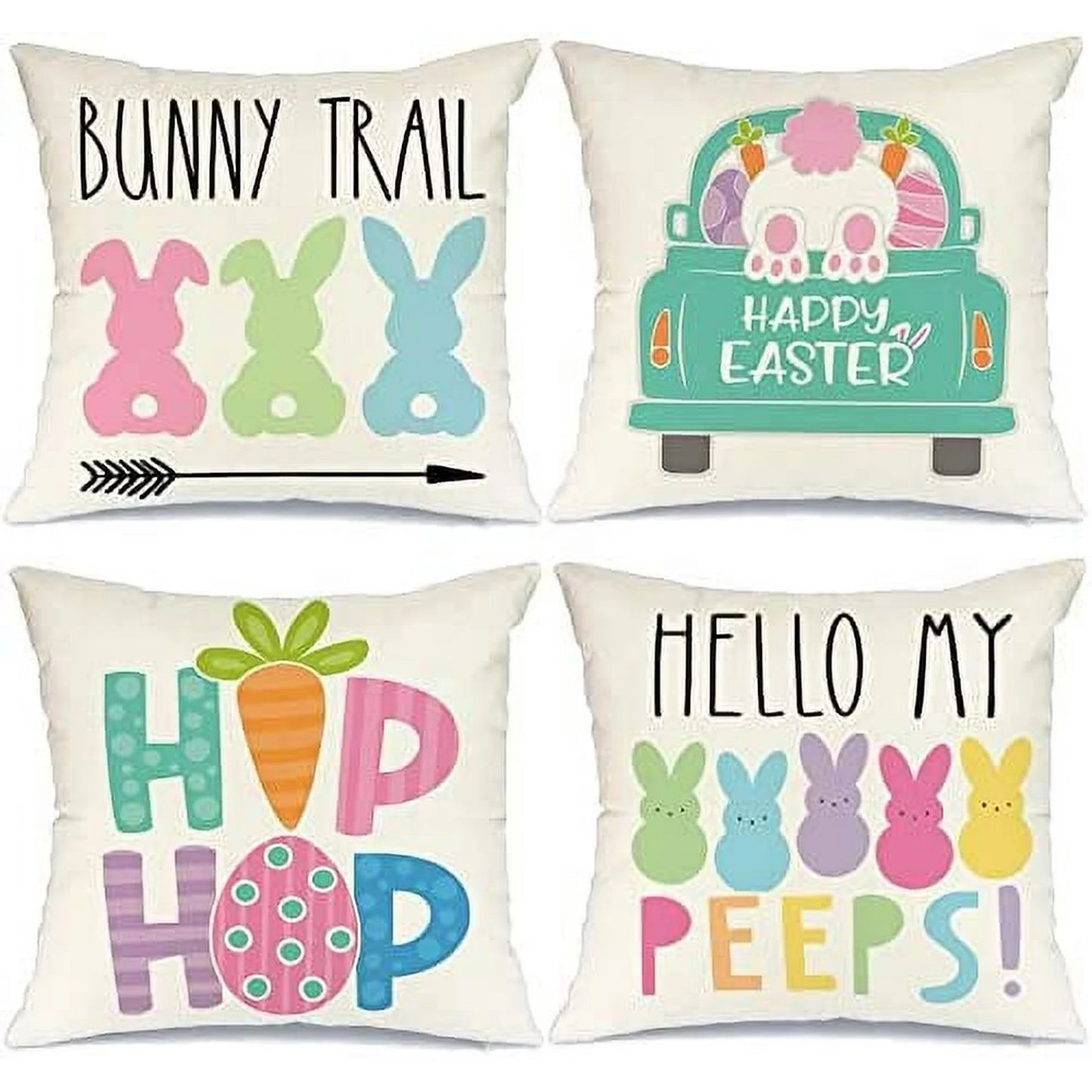 Farship Easter Pillow Covers 18x18" Set of 4