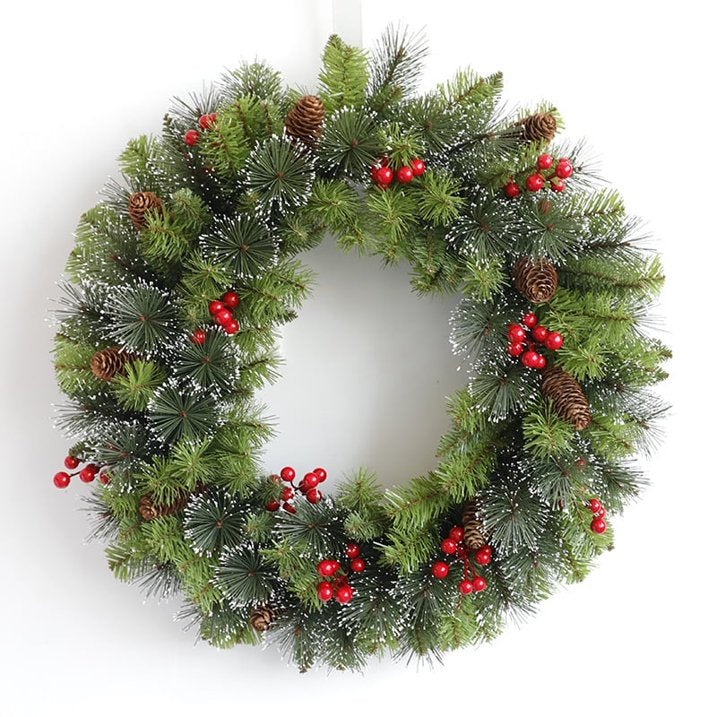 Farship Christmas Wreaths with Red Berries for Front Door 18"