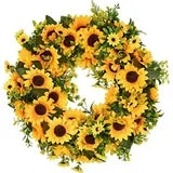 Farship Artificial Sunflower Summer Wreath for the Front Door 16 Inch