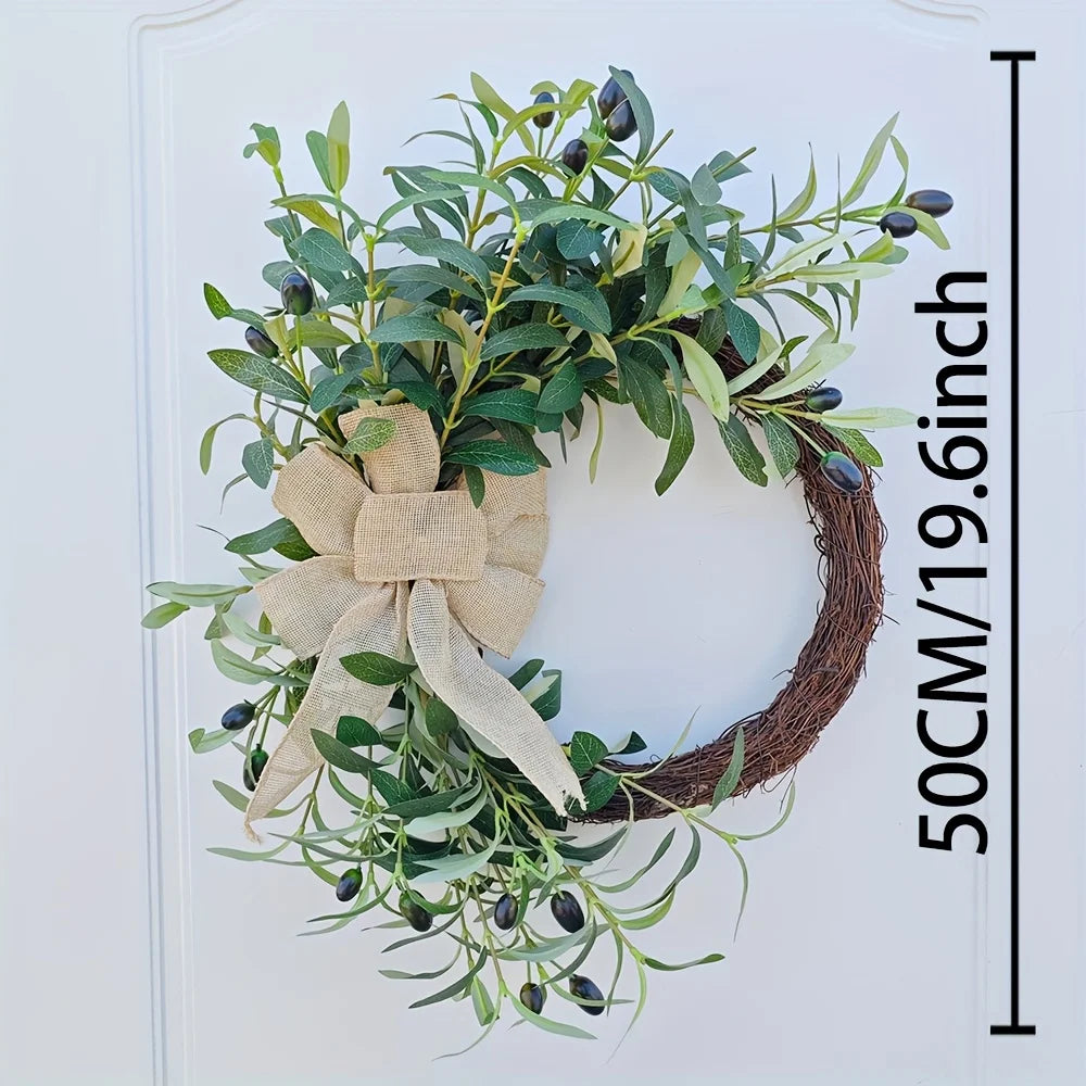 Farship 20Inch Spring Summer Wreath Artificial Green Olive Wreath