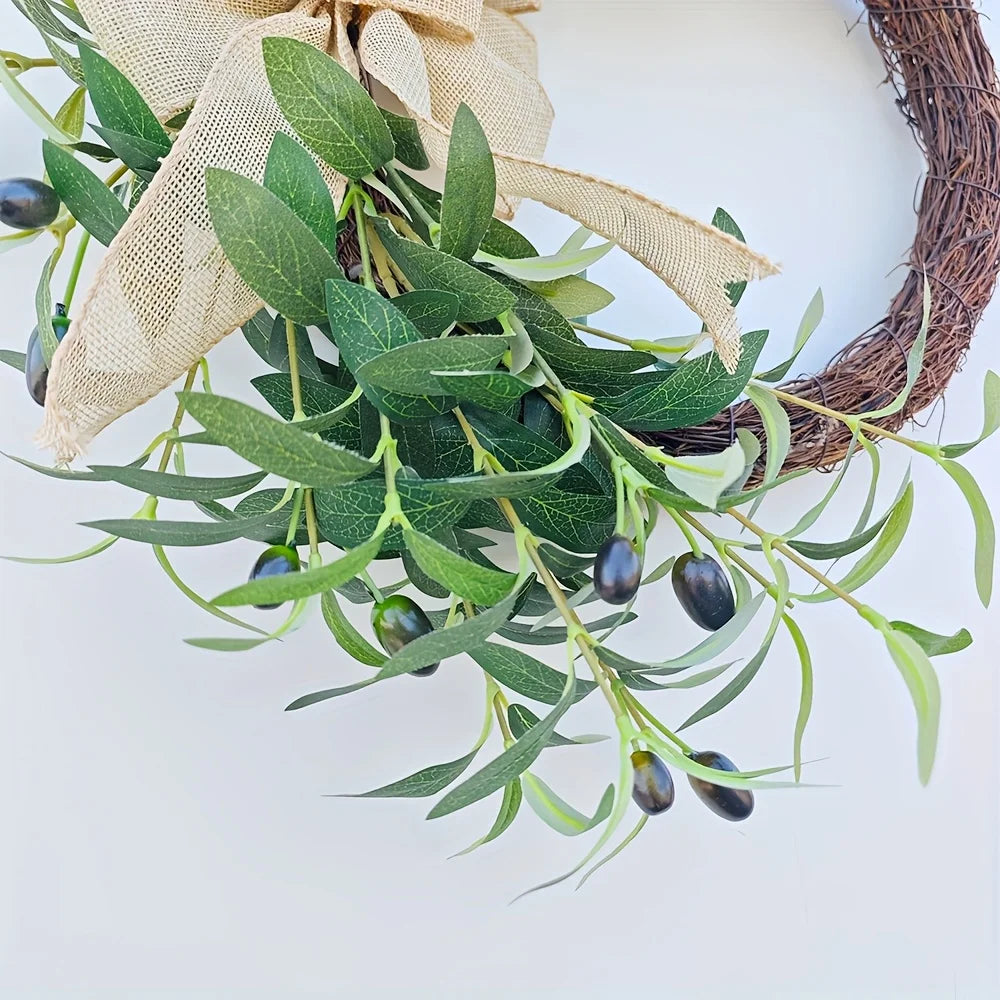 Farship 20Inch Spring Summer Wreath Artificial Green Olive Wreath