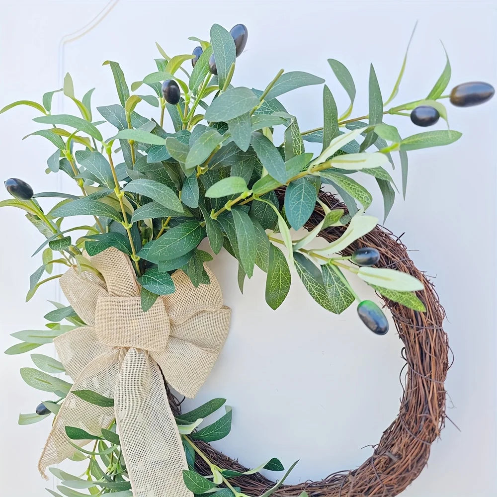 Farship 20Inch Spring Summer Wreath Artificial Green Olive Wreath