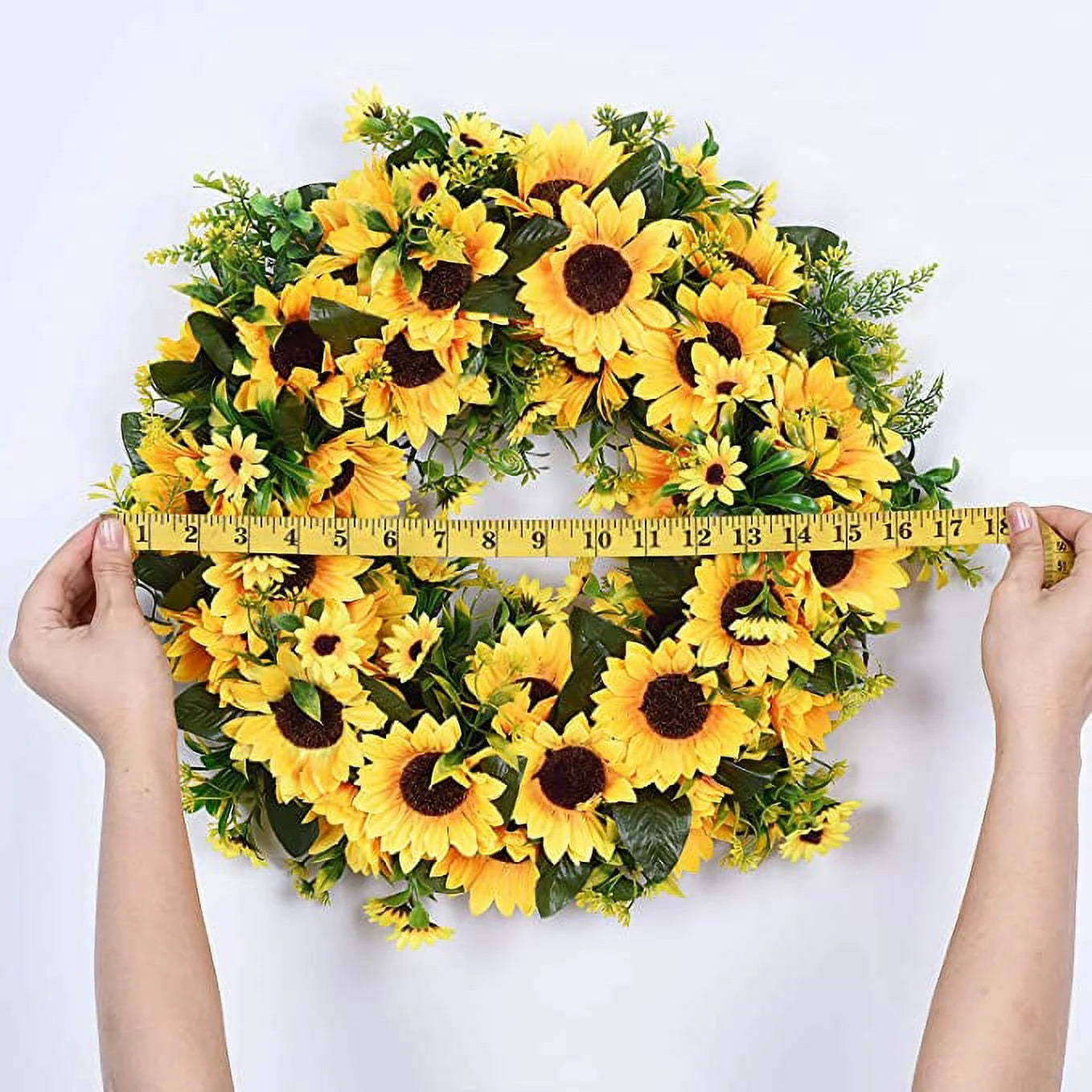 Farship Artificial Sunflower Summer Wreath for the Front Door 16 Inch