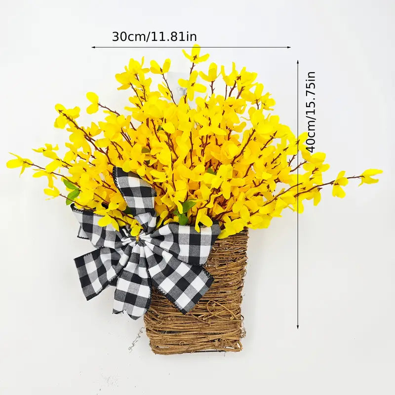 Farship Yellow Wreath Basket for Front Door 11.8'' * 15.7''