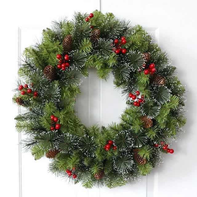 Farship Christmas Wreaths with Red Berries for Front Door 18"