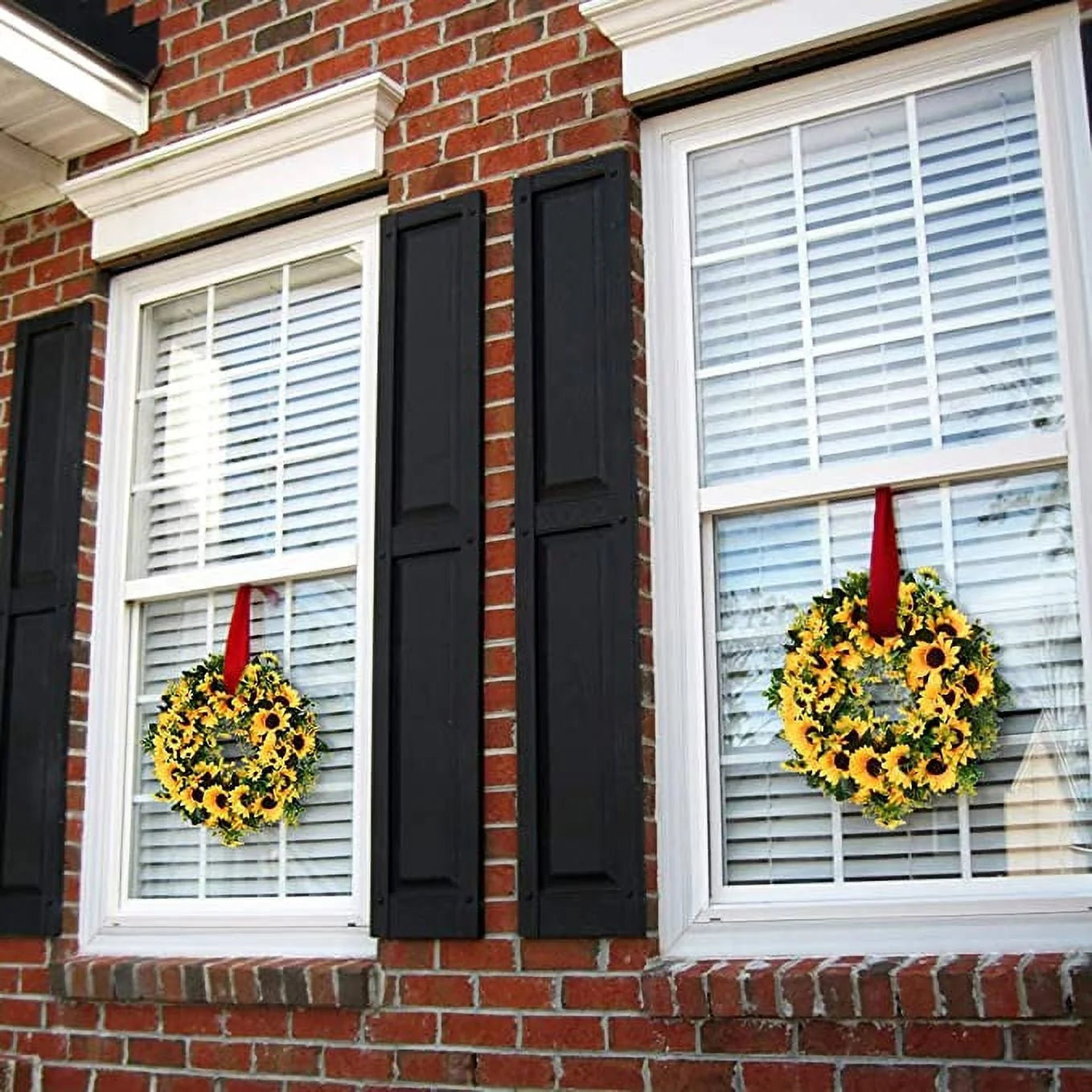 Farship Artificial Sunflower Summer Wreath for the Front Door 16 Inch
