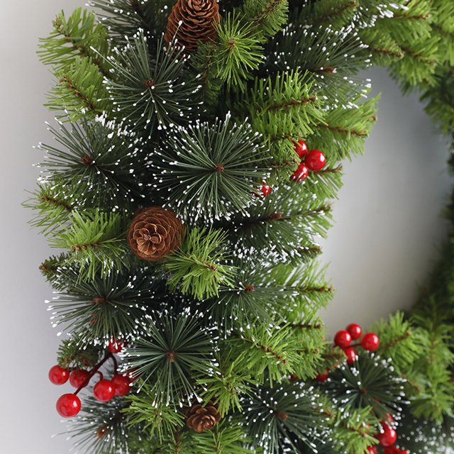 Farship Christmas Wreaths with Red Berries for Front Door 18"