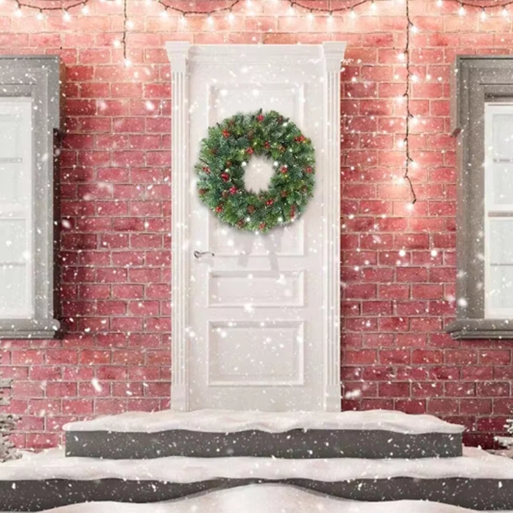 Farship Christmas Wreaths with Red Berries for Front Door 18"