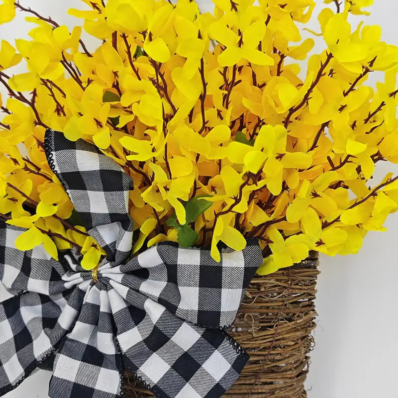 Farship Yellow Wreath Basket for Front Door 11.8'' * 15.7''