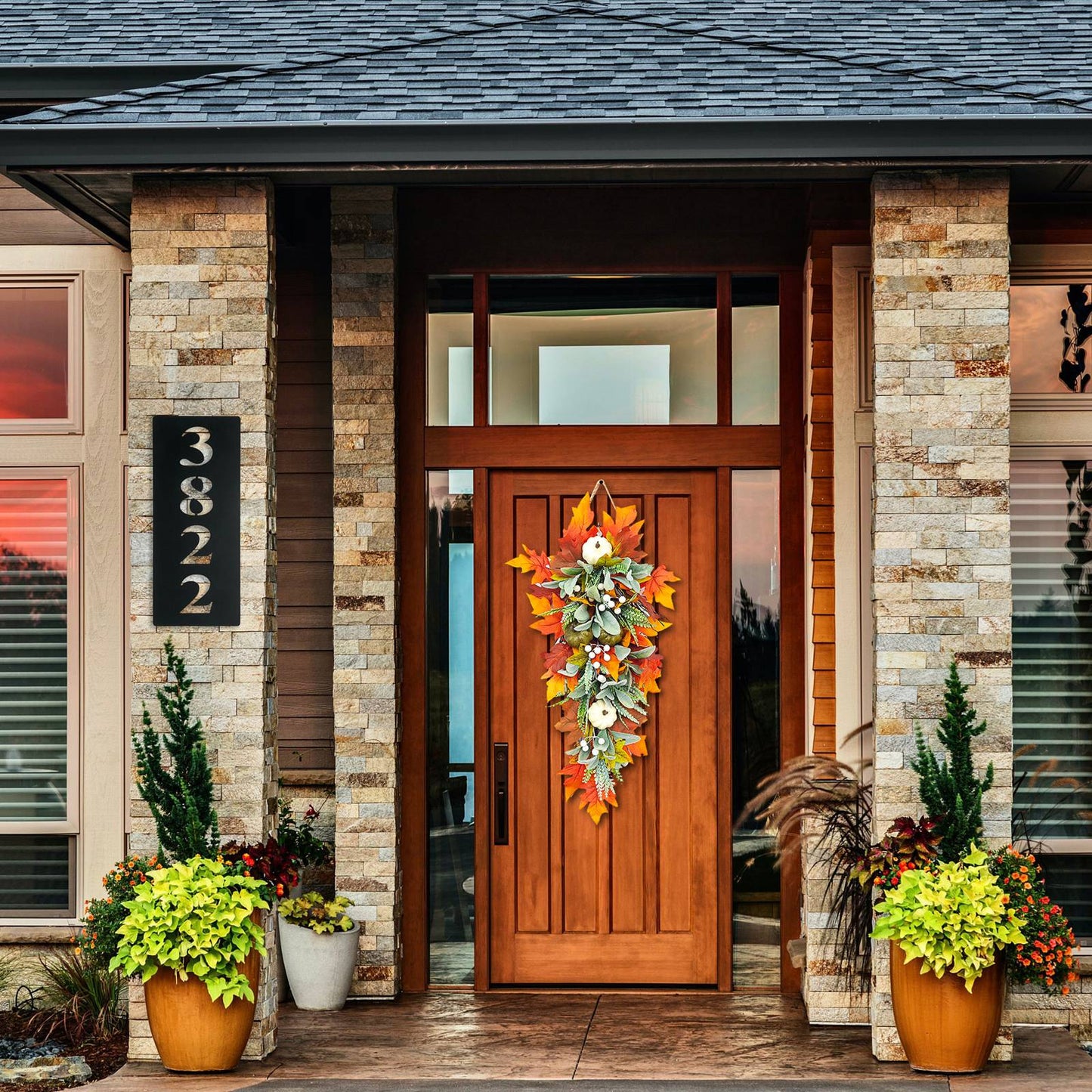 Farship 25.6 Inch Artificial Fall Swags for Front Door Thanksgiving