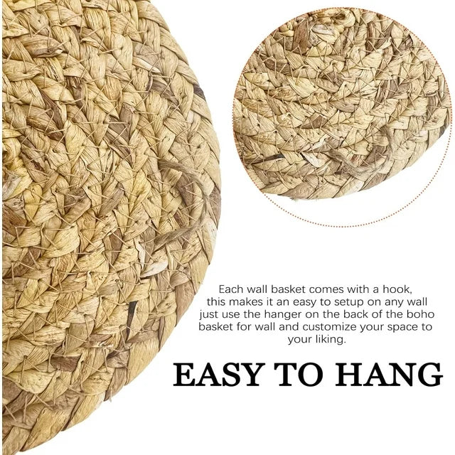 7 Pack Boho Wall Decor, Rattan Wicker Home Decor Boho Wall Art Set Handmade Hanging Rustic Flat Farmhouse Decor for Living Rooms Bedrooms Kitchen