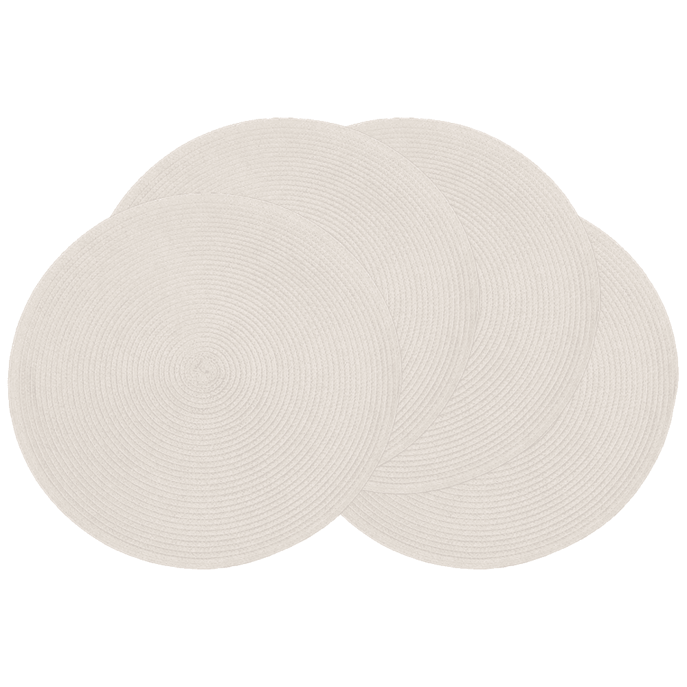 Farship Round Placemats Set of 4, 15 Inches Woven Farmhouse Place Mats Non-Slip Dining Kitchen Table Mats for Dining Room - Off White