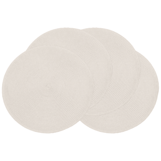 Farship Round Placemats Set of 4, 15 Inches Woven Farmhouse Place Mats Non-Slip Dining Kitchen Table Mats for Dining Room - Off White