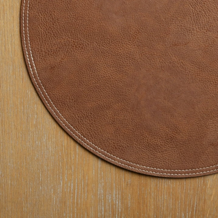 Farship Faux Leather Placemat Set of 4 Round Leather Placemat Coffee Mats Kitchen Table Mats for Kitchen Table Home Decors