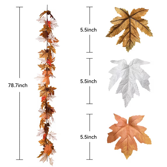 Myecovie 6ft Lighted Fall Garland Thanksgiving Decoration Fall Pre-Lit Garland for Front Door-Harvest Garland with Pinecones & Berries for Staircase, Fireplace Door, Home Decor (Batteries Not Included)