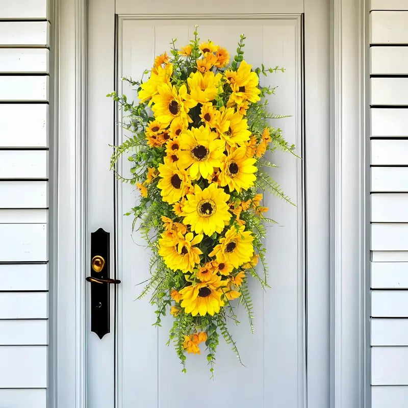 Farship Spring 23.6'' Artificial Sunflower Wreath Sunflower Swag Wreath