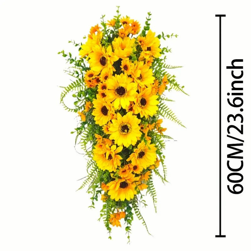 Farship Spring 23.6'' Artificial Sunflower Wreath Sunflower Swag Wreath