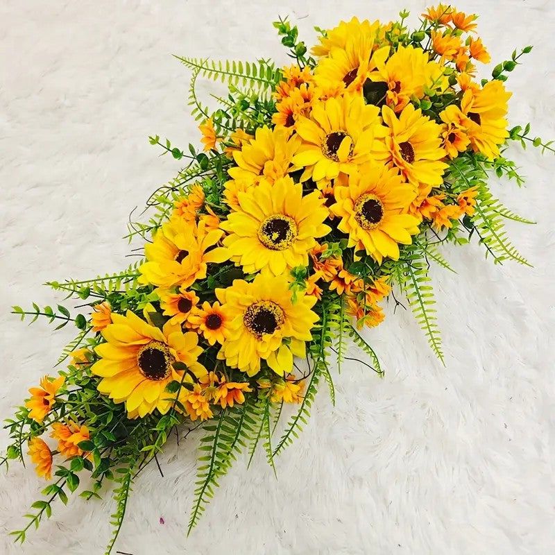 Farship Spring 23.6'' Artificial Sunflower Wreath Sunflower Swag Wreath