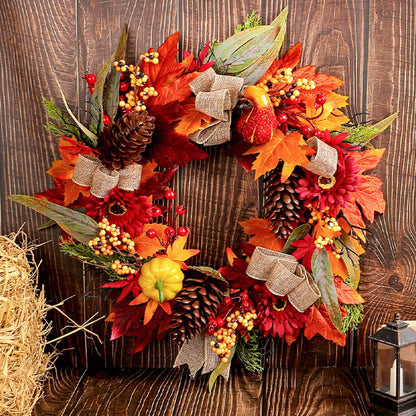 Farship 18" Fall Wreaths with Pumpkins Fall Leaves Berries Pine Cones