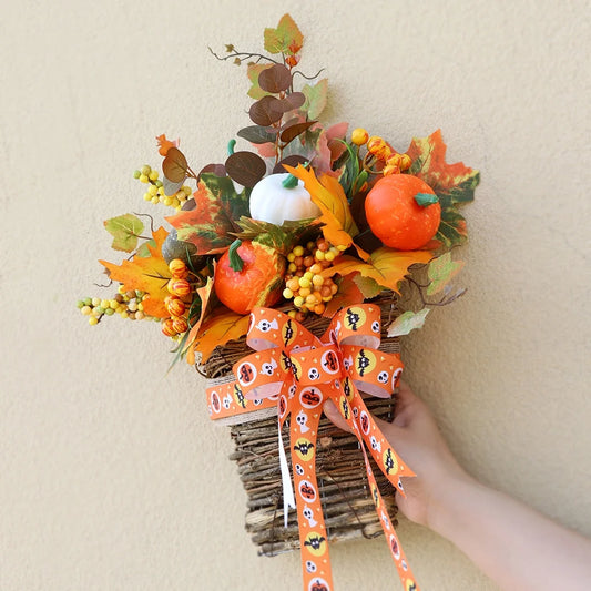 Farship 19'' Fall Wreath Autumn Basket Halloween Decor