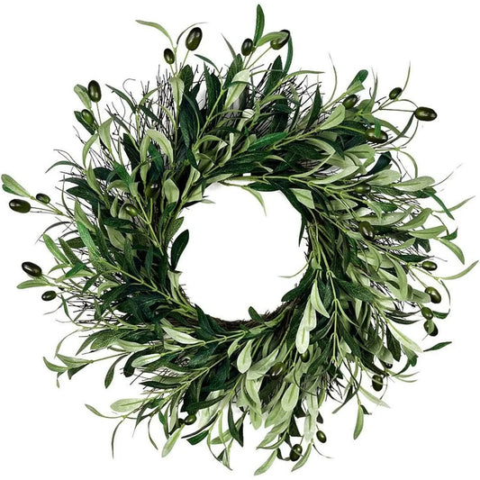 Farship Summer Wreath Artificial Green Olive Wreath 18"