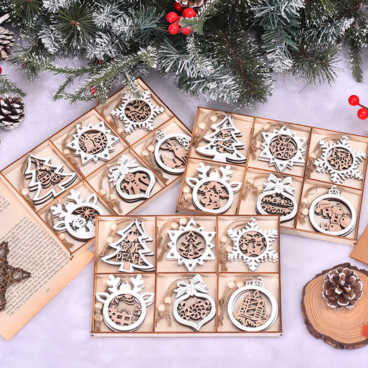 Farship 36 PCS Wooden Christmas Ornaments Xmas Tree Ornaments