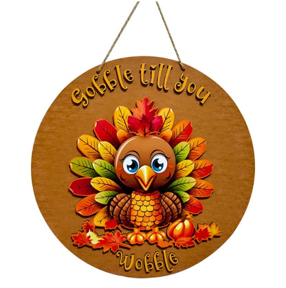 Farship 15 Inch 3D Turkey Fall Welcome Sign Thanksgiving Wooden Door Sign