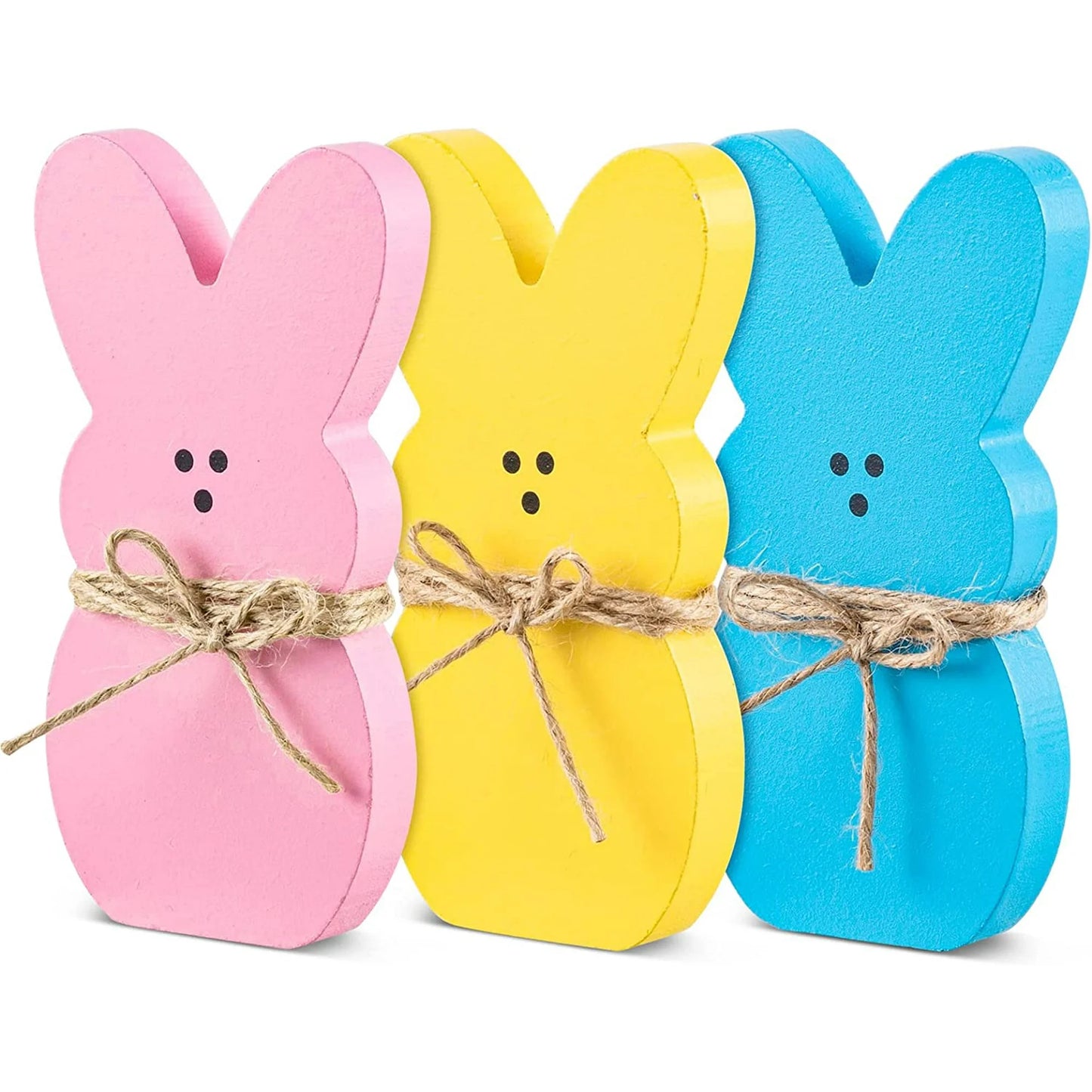 Farship 3Pcs Easter Sign Bunny Rabbit Wood Table Ornaments Set