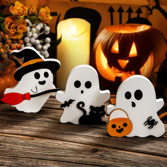 Farship Cute Ghost Halloween Tabletop Decor Set of 3