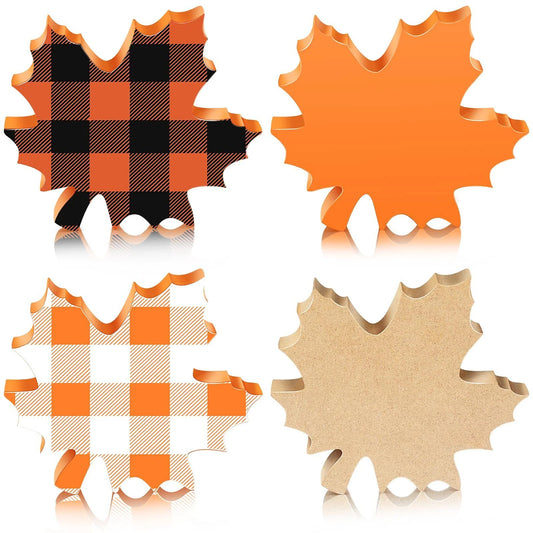 Farship 4 Pieces Fall Decorations Thanksgiving Fall Maple Leaf Tabletop Decorations