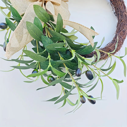 Farship 20Inch Spring Summer Wreath Artificial Green Olive Wreath