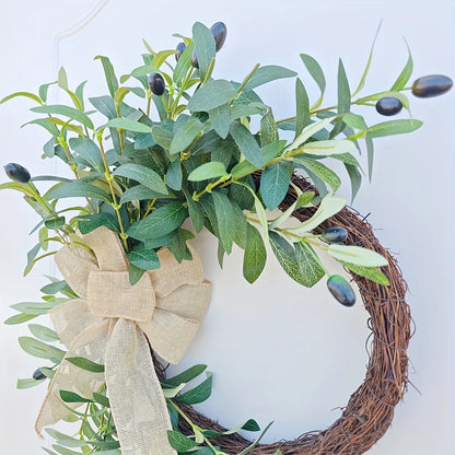 Farship 20Inch Spring Summer Wreath Artificial Green Olive Wreath
