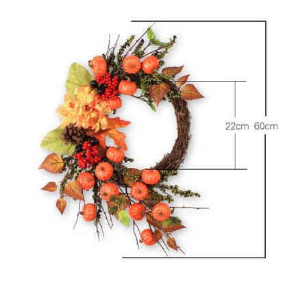 Farship 24" Length Fall Wreath for Front Door with Mini Pumpkins
