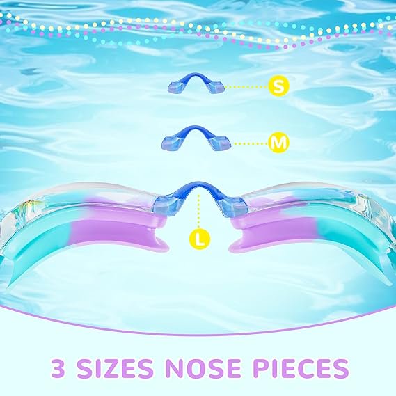 Farship 3 Pack Kids Swim Goggles No Leaking Silicone Cartoon Design Swimming Goggles Anti Fog Swim Glasses with Ear Plugs Anti UV Pool Goggles for Youth Sports Boys and Girls