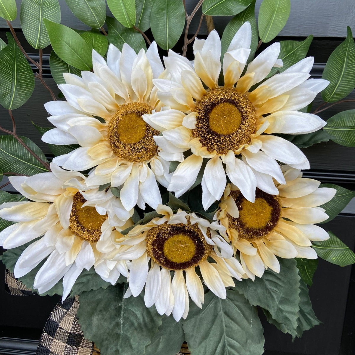 Farship Fall Wreath Sunflower Basket Wreath for Front Door