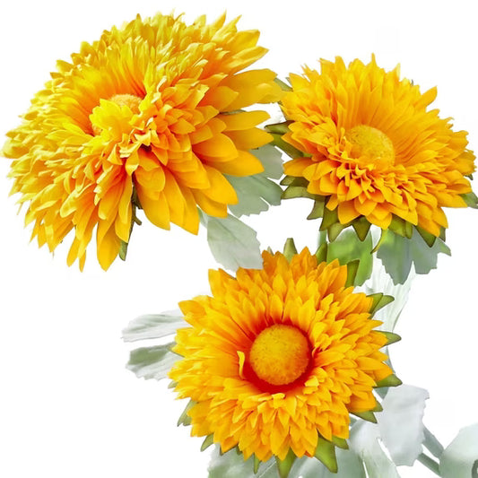 Myecovie 3 Pcs Artificial Sunflower Flowers, 28" Long Stem Silk Fake Sunflower Bouquet Decoration for Outdoor, Outdoor, Wedding, Fall Decor (Burnt Orange)