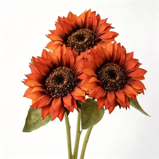 Myecovie 3 Pcs Artificial Sunflower Stems Full Bloom Long Stem Fake Sunflower Bouquet Centerpiece Floral Arrangement Fall Décor for Home for Wedding, Home, Indoor and Outdoor