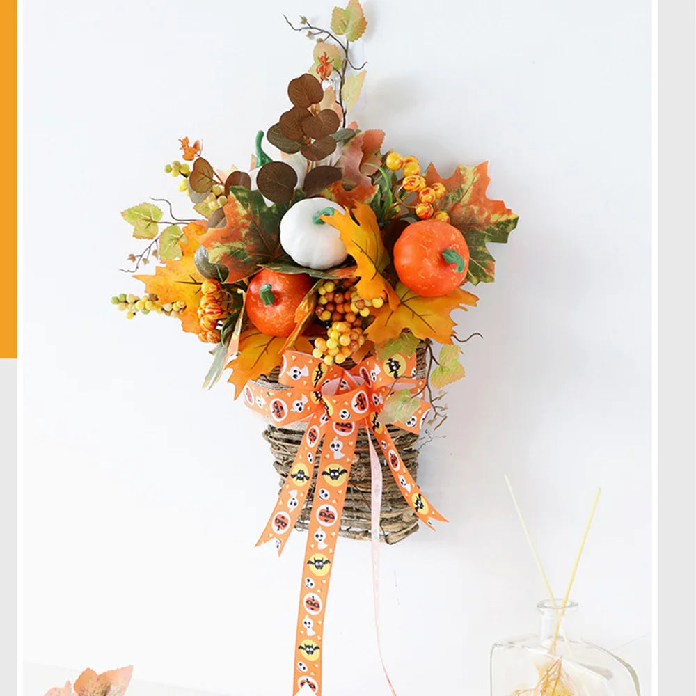 Farship 19'' Fall Wreath Autumn Basket Halloween Decor