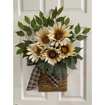 Farship Fall Wreath Sunflower Basket Wreath for Front Door