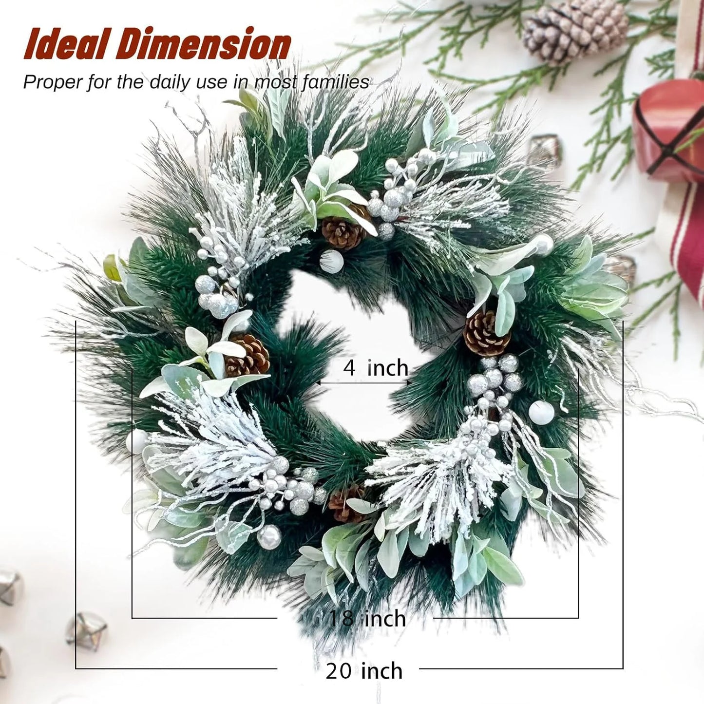 Farship 20In Pre-lit Christmas Wreaths for Front Door