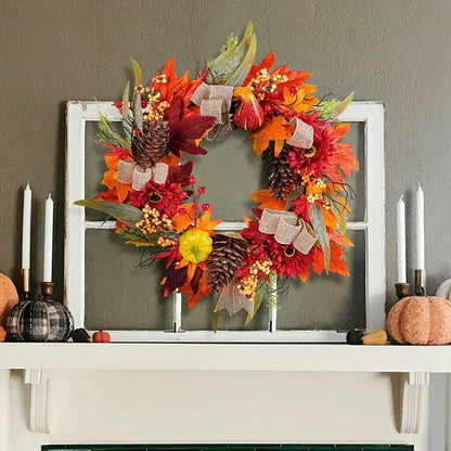 Farship 18" Fall Wreaths with Pumpkins Fall Leaves Berries Pine Cones