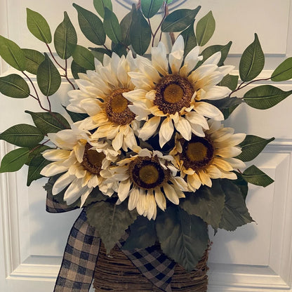 Farship Fall Wreath Sunflower Basket Wreath for Front Door