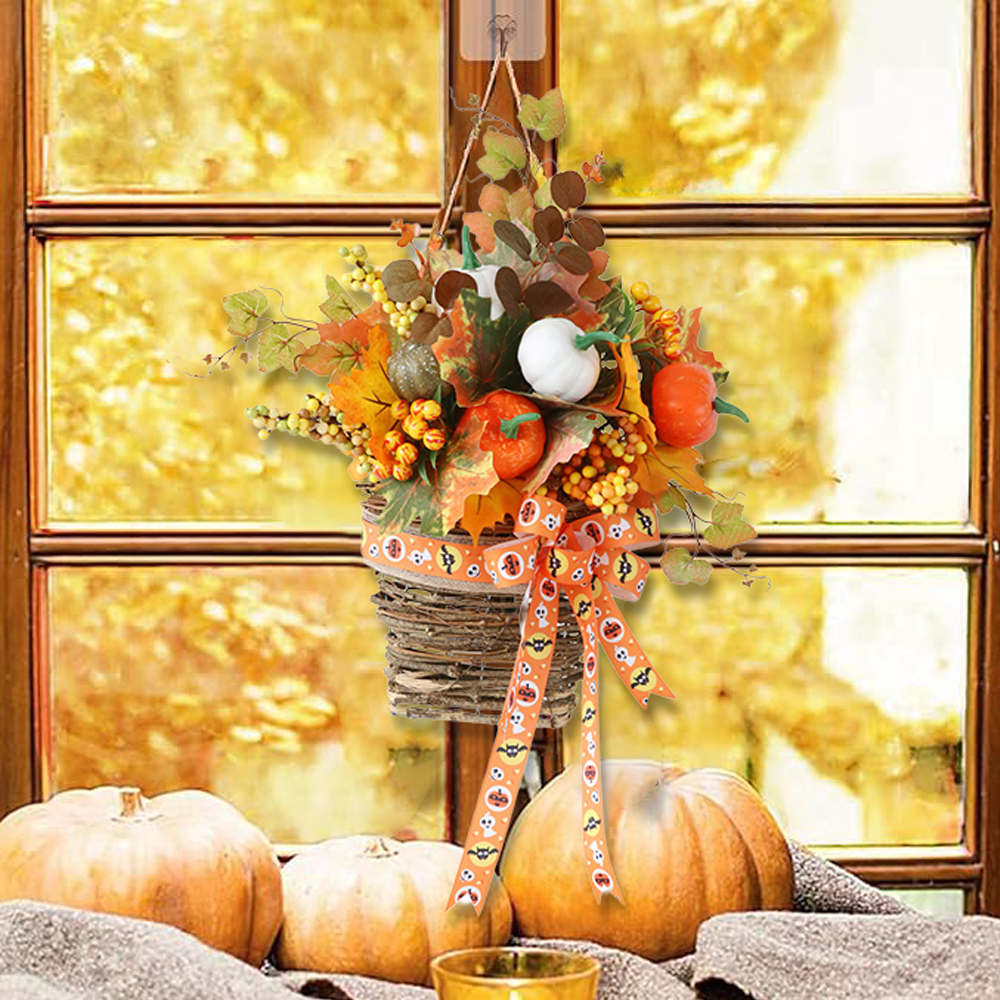 Farship 19'' Fall Wreath Autumn Basket Halloween Decor