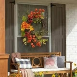Farship 24" Length Fall Wreath for Front Door with Mini Pumpkins