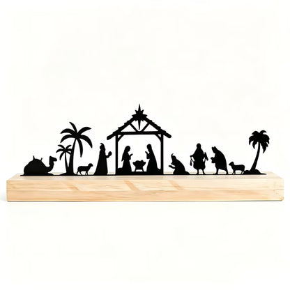 Christmas Christmas Tabletop Decor Nativity Scene Tabletop Decoration with Solid Wood Base, 12.6" Religious Farmhouse Christmas Table Centerpiece for Home & Church Holiday Decoration