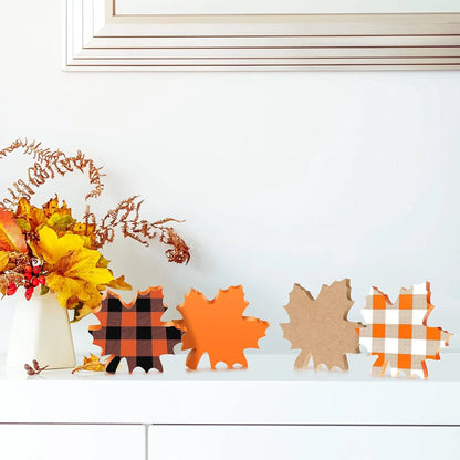 Farship 4 Pieces Fall Decorations Thanksgiving Fall Maple Leaf Tabletop Decorations