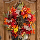 Farship 18" Fall Wreaths with Pumpkins Fall Leaves Berries Pine Cones