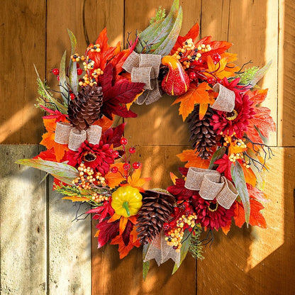 Farship 18" Fall Wreaths with Pumpkins Fall Leaves Berries Pine Cones